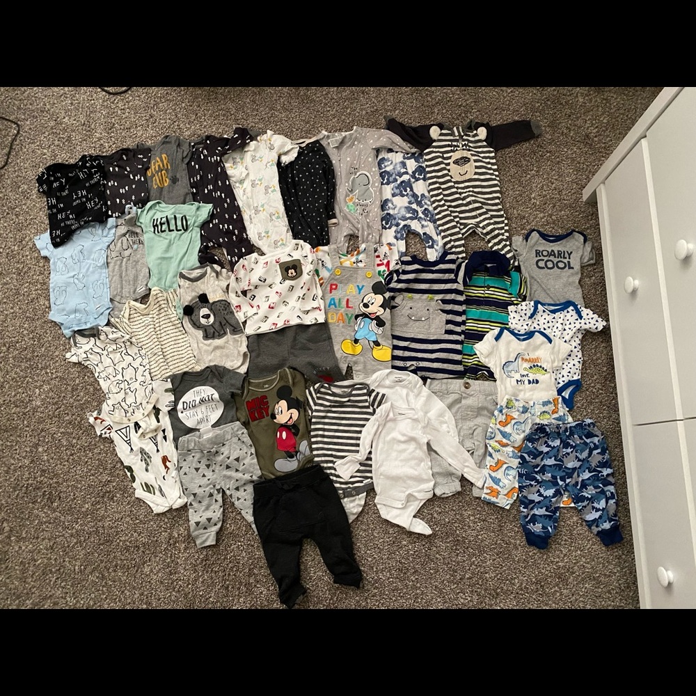 Lot of 0-3 month baby clothes
